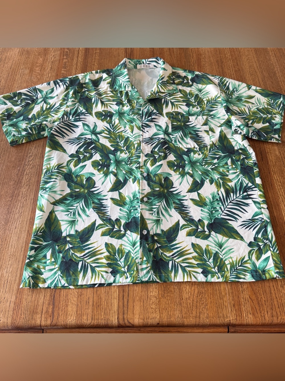 Men’s Green Tropical Palm Leaf Hawaiian Short Sleeve Shirt 2XL